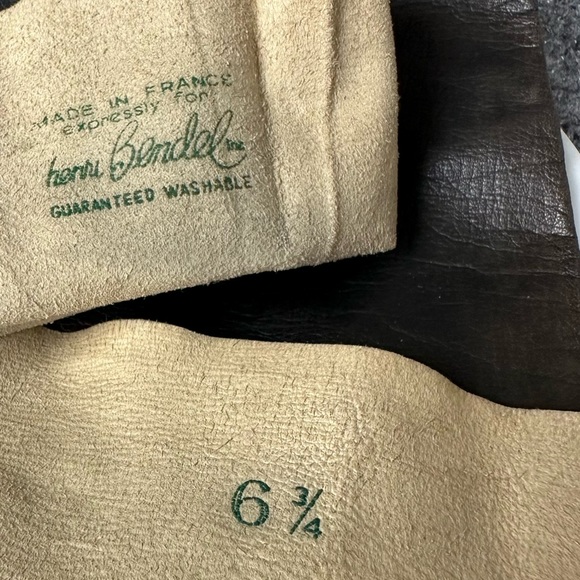 Vintage Henri Bendel long leather gloves black washable made in France sz 6 3/4 - Picture 9 of 11